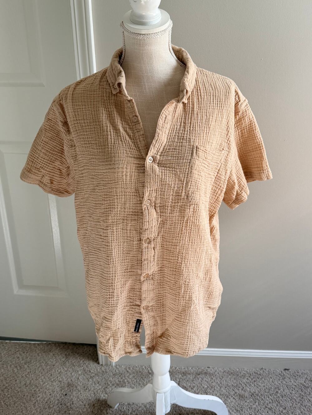 Molokai 100% Cotton Beige Button Down Shirt Men's Size XL